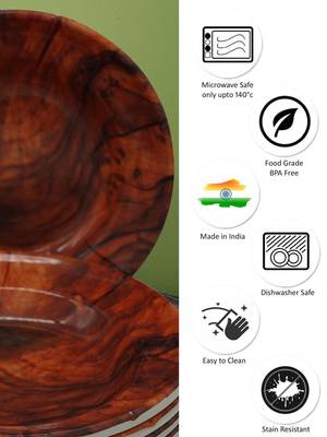 Natural  Teak Melamine Quarter Plates 4
