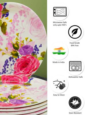 Multicolour Floral Petals Melamine Quarter Plates 4