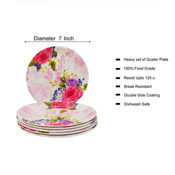 Multicolour Floral Petals Melamine Quarter Plates 5