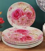 Pink Rose Floral Melamine Quarter Plates