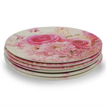 Pink Rose Floral Melamine Quarter Plates 3