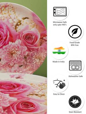 Pink Rose Floral Melamine Quarter Plates 5