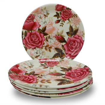 Rosy Follower Melamine Quarter Plates 3