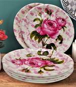 Rose With Leaf Melamine Quarter Plates