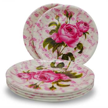 Rose With Leaf Melamine Quarter Plates 2