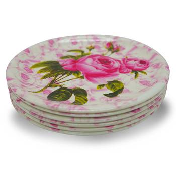 Rose With Leaf Melamine Quarter Plates 3