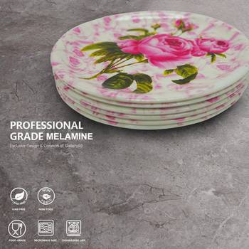 Rose With Leaf Melamine Quarter Plates 4