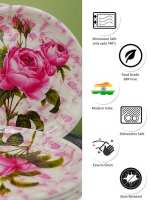 Rose With Leaf Melamine Quarter Plates 5