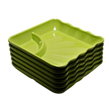 Gallery99 Green Square High Grade Serving Plates set of 6 (6x6x1) 3