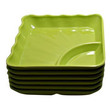Gallery99 Green Square High Grade Serving Plates set of 6 (6x6x1) 4