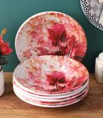 Gallery99 Red  Floral Heigh Grade Round Quarter plate set of 6 (7x7x1)