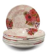 Gallery99 Red Lily Floral Heigh Grade Round Quarter plate set of 6 (7x7x1)