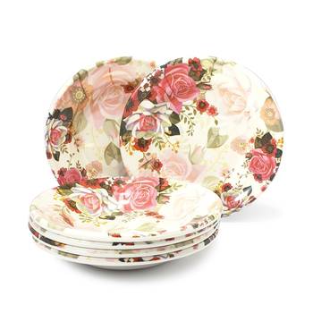 Gallery99 Pink & White Roses  Floral Heigh Grade Round Quarter plate set of 6 (7x7x1) 1