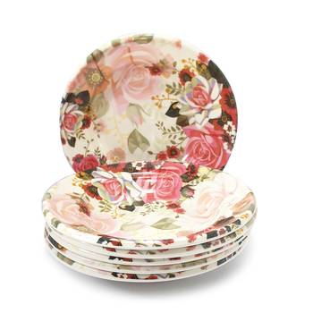 Gallery99 Pink & White Roses  Floral Heigh Grade Round Quarter plate set of 6 (7x7x1) 2