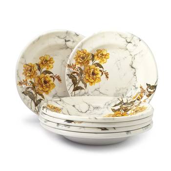 Gallery99 Yellow & White Rose Floral Heigh Grade Round Quarter plate set of 6 (7x7x1) 1