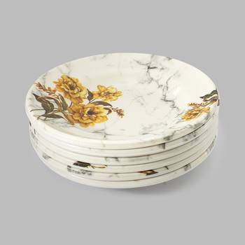 Gallery99 Yellow & White Rose Floral Heigh Grade Round Quarter plate set of 6 (7x7x1) 3