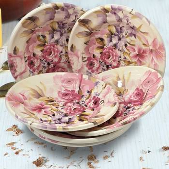 Gallery99 White & Pink Floral Heigh Grade Round Quarter plate set of 6 (7x7x1) 1