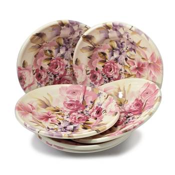 Gallery99 White & Pink Floral Heigh Grade Round Quarter plate set of 6 (7x7x1) 2