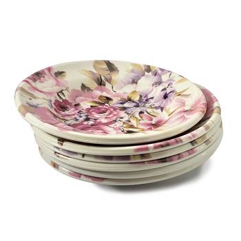 Gallery99 White & Pink Floral Heigh Grade Round Quarter plate set of 6 (7x7x1) 3