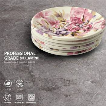 Gallery99 White & Pink Floral Heigh Grade Round Quarter plate set of 6 (7x7x1) 5