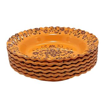 Gallery99 Orange Tree of Joy Floral Heigh Grade Round Quarter plate set of 6 (7.5x7.5x1) 1