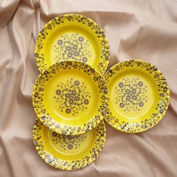 Gallery99 Yellow Tree of Joy Floral Heigh Grade Round Quarter plate set of 6 (7.5x7.5x1) 1