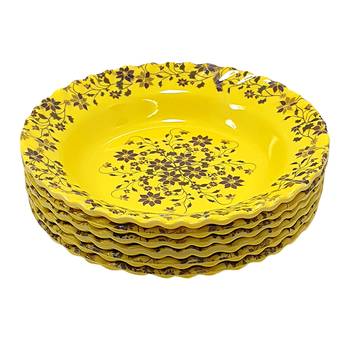 Gallery99 Yellow Tree of Joy Floral Heigh Grade Round Quarter plate set of 6 (7.5x7.5x1) 2