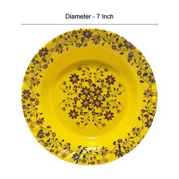 Gallery99 Yellow Tree of Joy Floral Heigh Grade Round Quarter plate set of 6 (7.5x7.5x1) 5