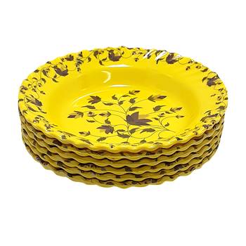 Gallery99 Yellow Tree of Power Floral Heigh Grade Round Quarter plate set of 6 (7.5x7.5x1) 4