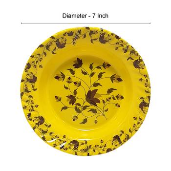 Gallery99 Yellow Tree of Power Floral Heigh Grade Round Quarter plate set of 6 (7.5x7.5x1) 5