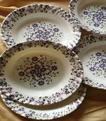 Gallery99 White & Purple Tree of Joy Floral Heigh Grade Round Quarter plate set of 6 (7x7x1)