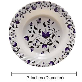 Gallery99 White & Purple Tree of Power Floral Heigh Grade Round Quarter plate set of 6 (7x7x1) 5