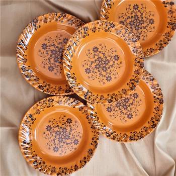 Gallery99 Orange Tree of Joy Floral Heigh Grade Round Quarter plate set of 12 (7.5x7.5x1) 1