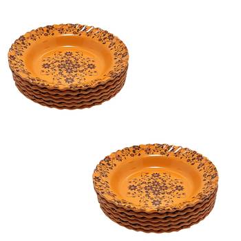 Gallery99 Orange Tree of Joy Floral Heigh Grade Round Quarter plate set of 12 (7.5x7.5x1) 2