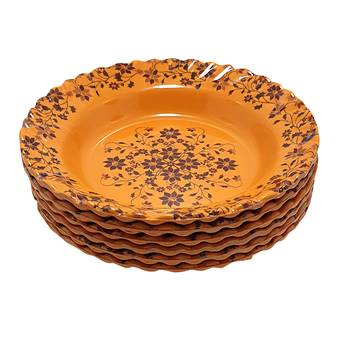 Gallery99 Orange Tree of Joy Floral Heigh Grade Round Quarter plate set of 12 (7.5x7.5x1) 3