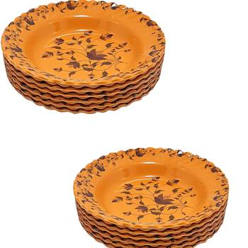 Gallery99 Orange Tree of Power Floral Heigh Grade Round Quarter plate set of 12 (7x7x1) 1