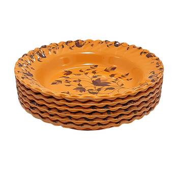 Gallery99 Orange Tree of Power Floral Heigh Grade Round Quarter plate set of 12 (7x7x1) 2