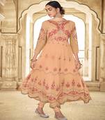 Peach Embroidered With Stone Georgette Semi-Stitched Women's Salwar Suit