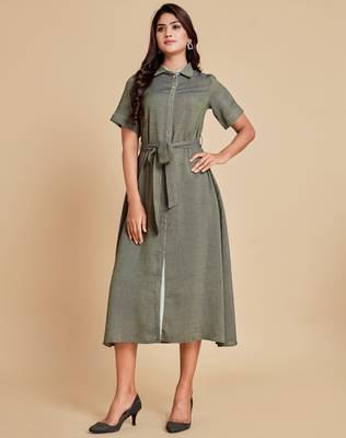 Grey embroidered viscose rayon long-dresses 1