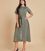 Grey embroidered viscose rayon long-dresses