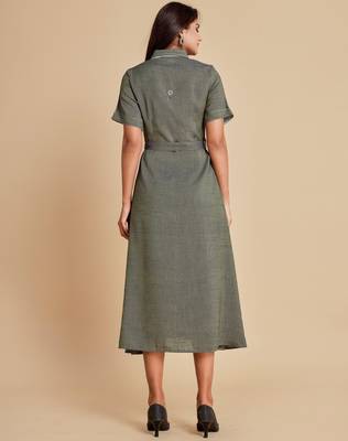 Grey embroidered viscose rayon long-dresses 2