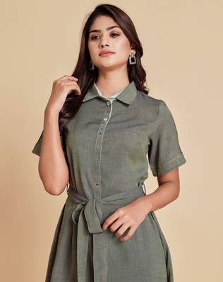 Grey embroidered viscose rayon long-dresses 4