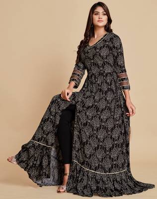 Black printed viscose rayon maxi-dresses 4