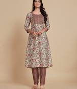 Off-white floral print rayon salwar