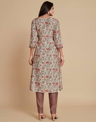 Off-white floral print rayon salwar 3
