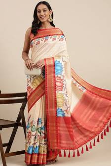 Multicolor Woven Silk Blend Saree With Blouse