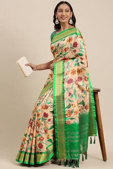 Multicolor Woven Silk Blend Saree With Blouse
