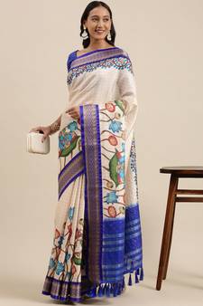 Multicolor Woven Silk Blend Saree With Blouse