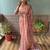 Peach embroidered faux georgette saree with blouse