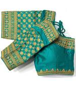 Bieth Women Floral Round Neck Zari Diamond Work Stitched Blouse (38+4InchMargin)